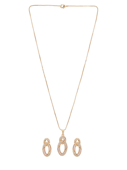 Rose Gold Plated with CZ Infinity Pendant and Earring Set