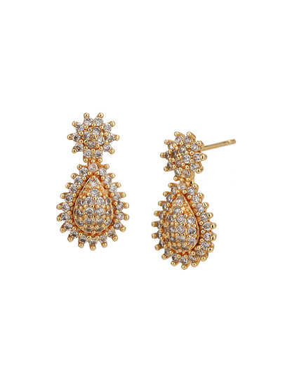 Gold Plated with CZ Ear Drop Pendant and Earring Set