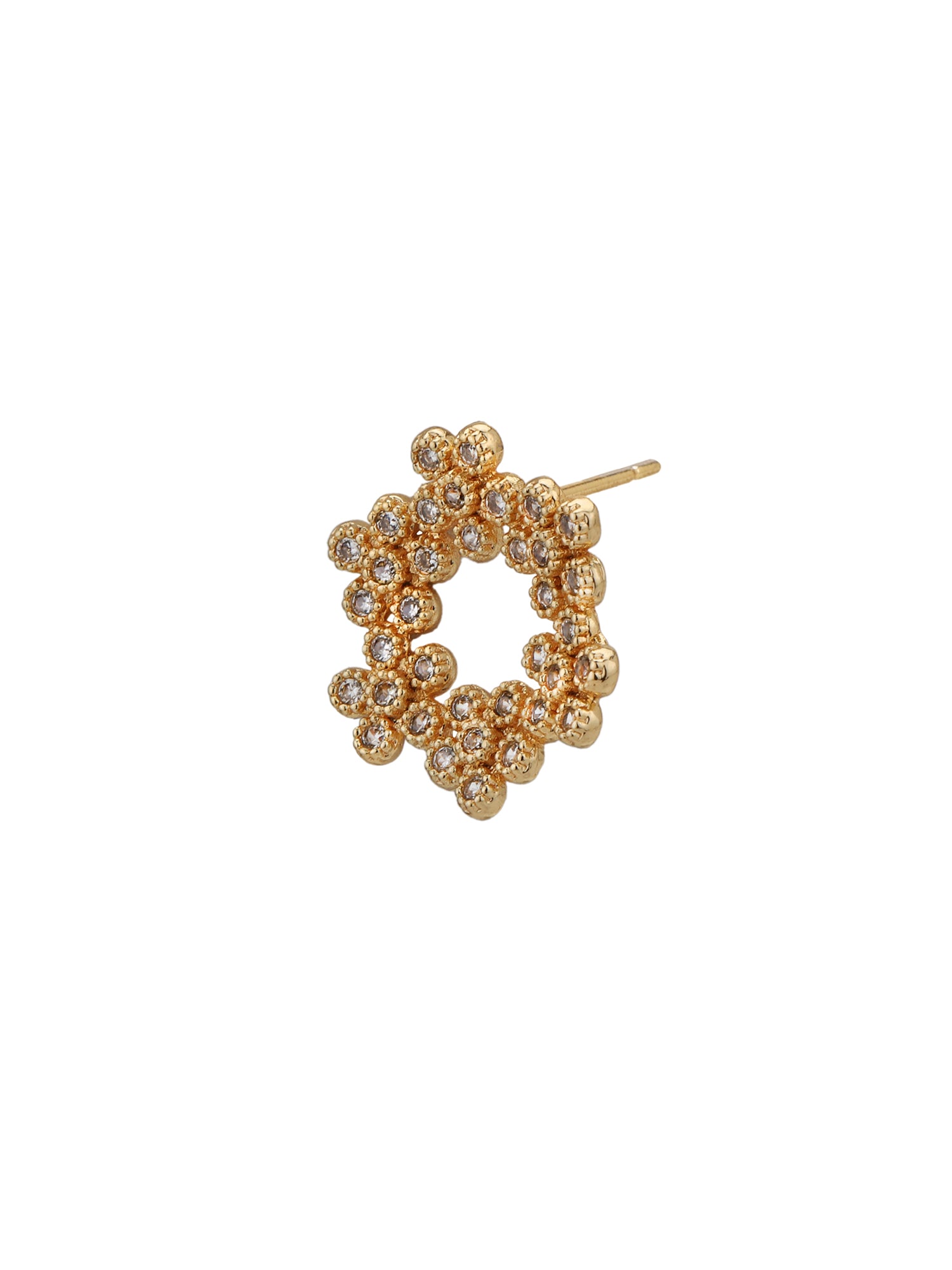 Gold Plated with CZ Floral Pendant and Earring Set