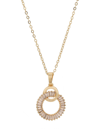 Gold Plated with CZ Circular Pendant and Earring Set