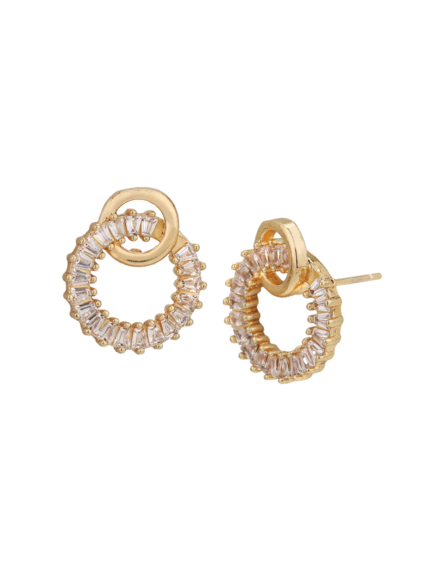 Gold Plated with CZ Circular Pendant and Earring Set