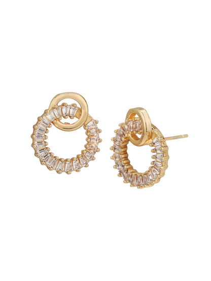Gold Plated with CZ Circular Pendant and Earring Set
