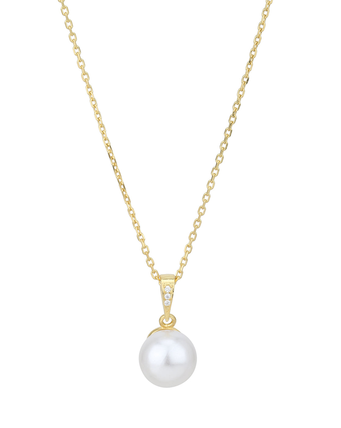 18kt Gold Plated Circular Pearl Studs &amp; Necklace Set