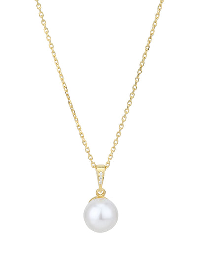 18kt Gold Plated Circular Pearl Studs &amp; Necklace Set