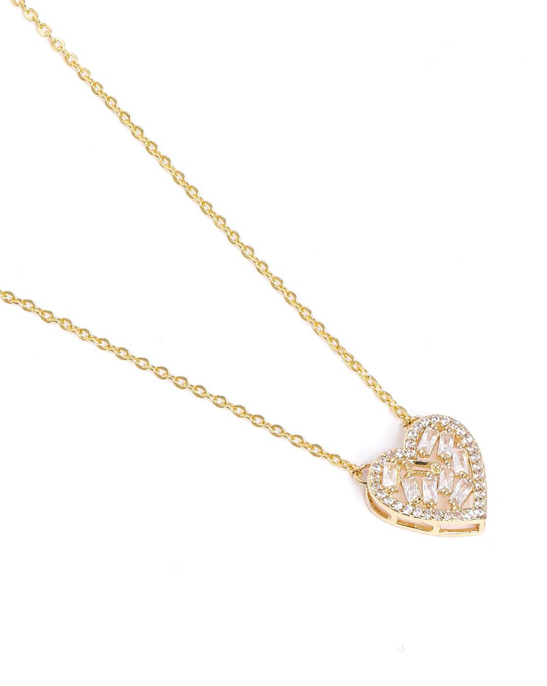 Gold Plated CZ Heart Necklace and Earring Set