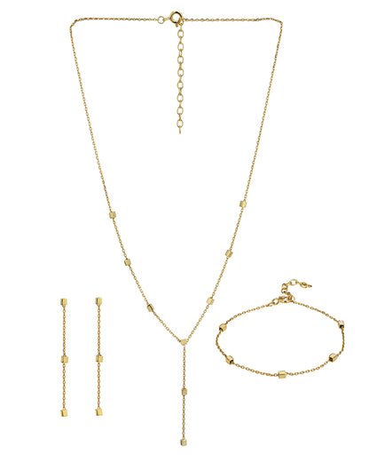 18kt Gold Plated Lariat Necklace and Earring Gift Set