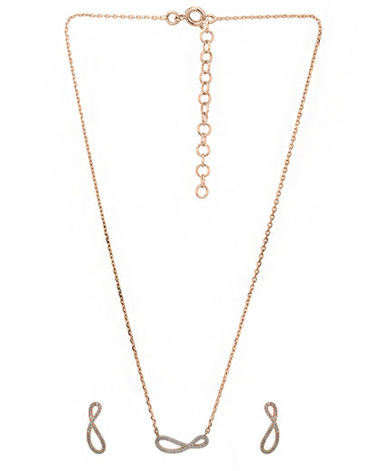 18kt Rose Gold Plated Infinity Necklace and Earring Gift Set