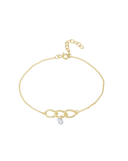 18kt Gold Plated CZ Link Bracelet with Earring and Necklace Set