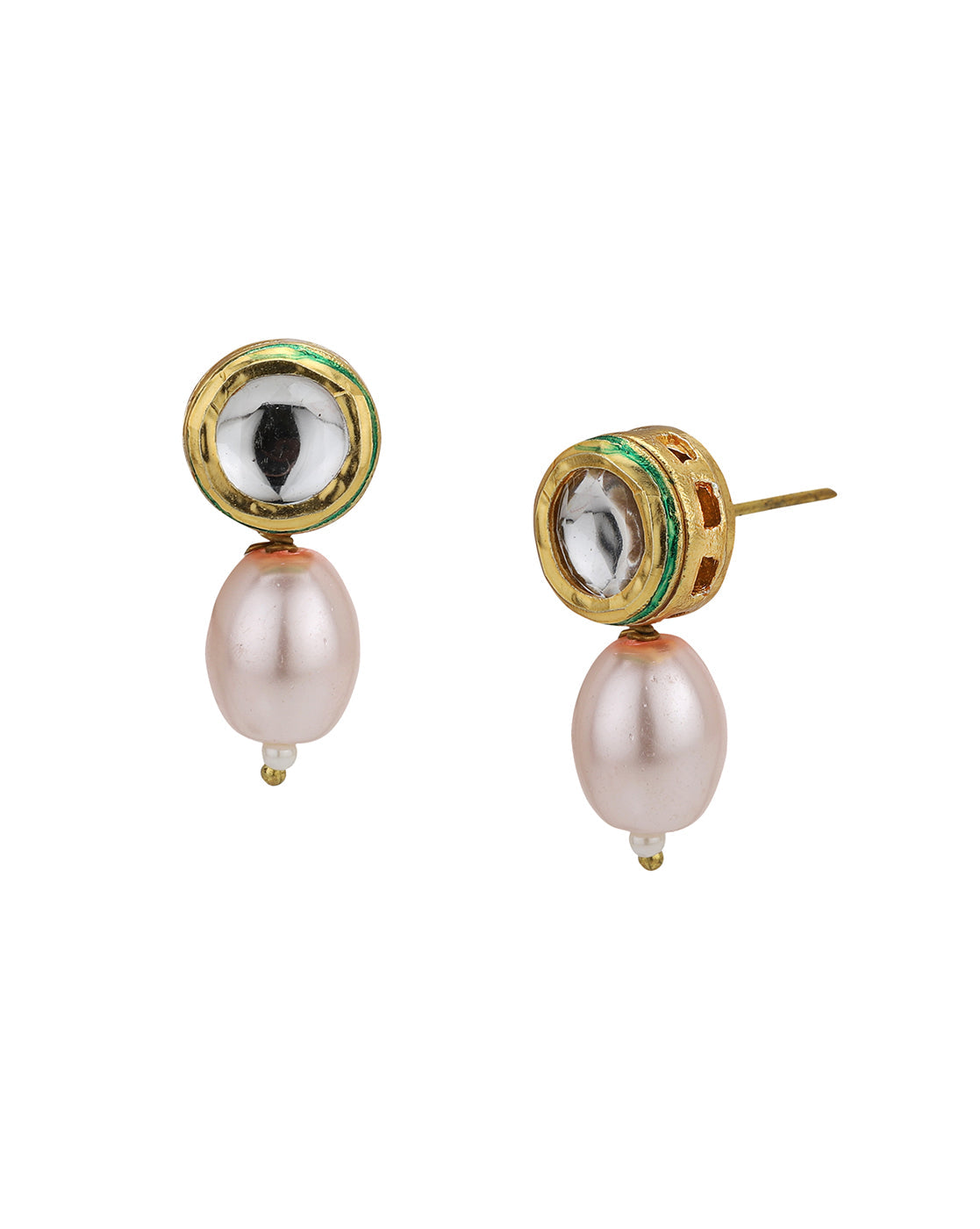 Gold Plated BabyPink Freshwater Pearl Beaded Jewellery Set