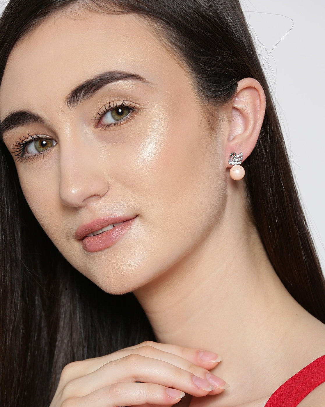 Rhodium Plated CZ and Pearl Stud and Drop Earring Gift Set Pack of 2