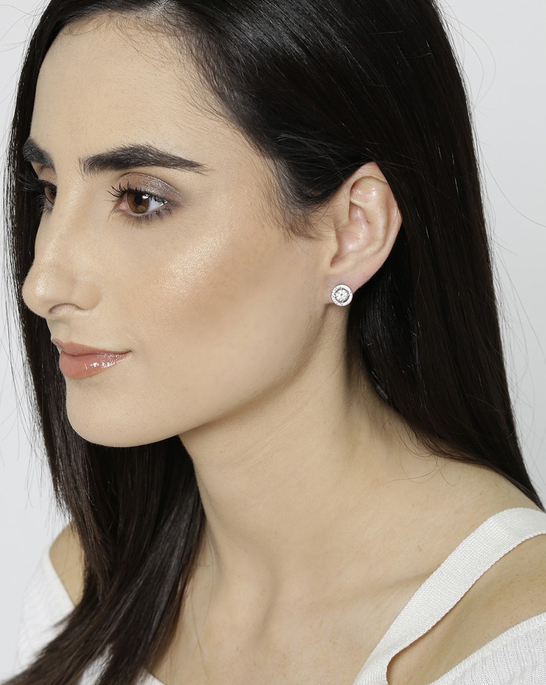 Rhodium Plated CZ and Pearl Stud Earring Gift Set Pack of 2