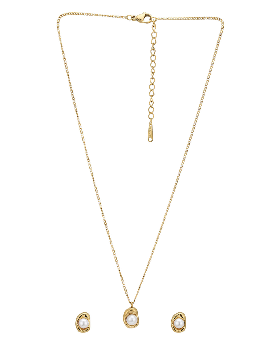 Gold Plated Freshwater Pearl Necklace and Earring Set