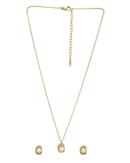Gold Plated Freshwater Pearl Necklace and Earring Set