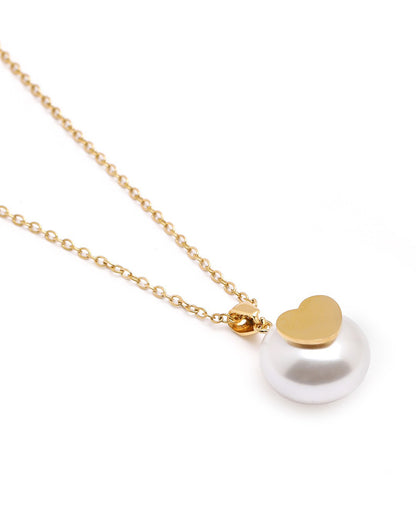 18kt Gold Plated Pearl and Heart Jewellery Set