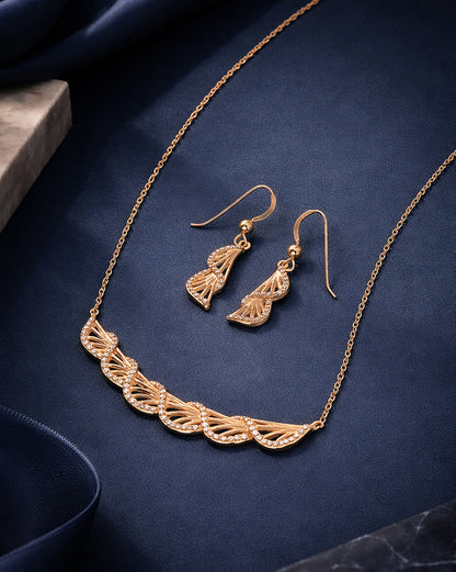 18kt Rose Gold Plated CZ Statement Necklace and Earring Set