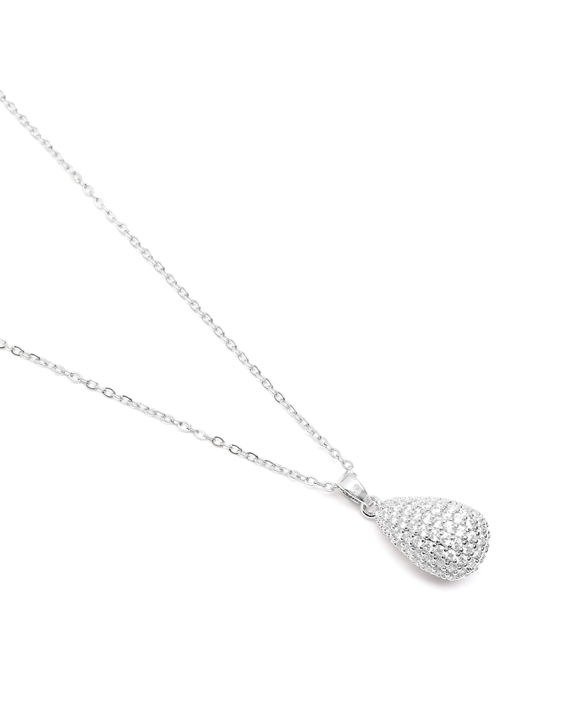Silver Plated CZ Teardrop Necklace and Earring Set