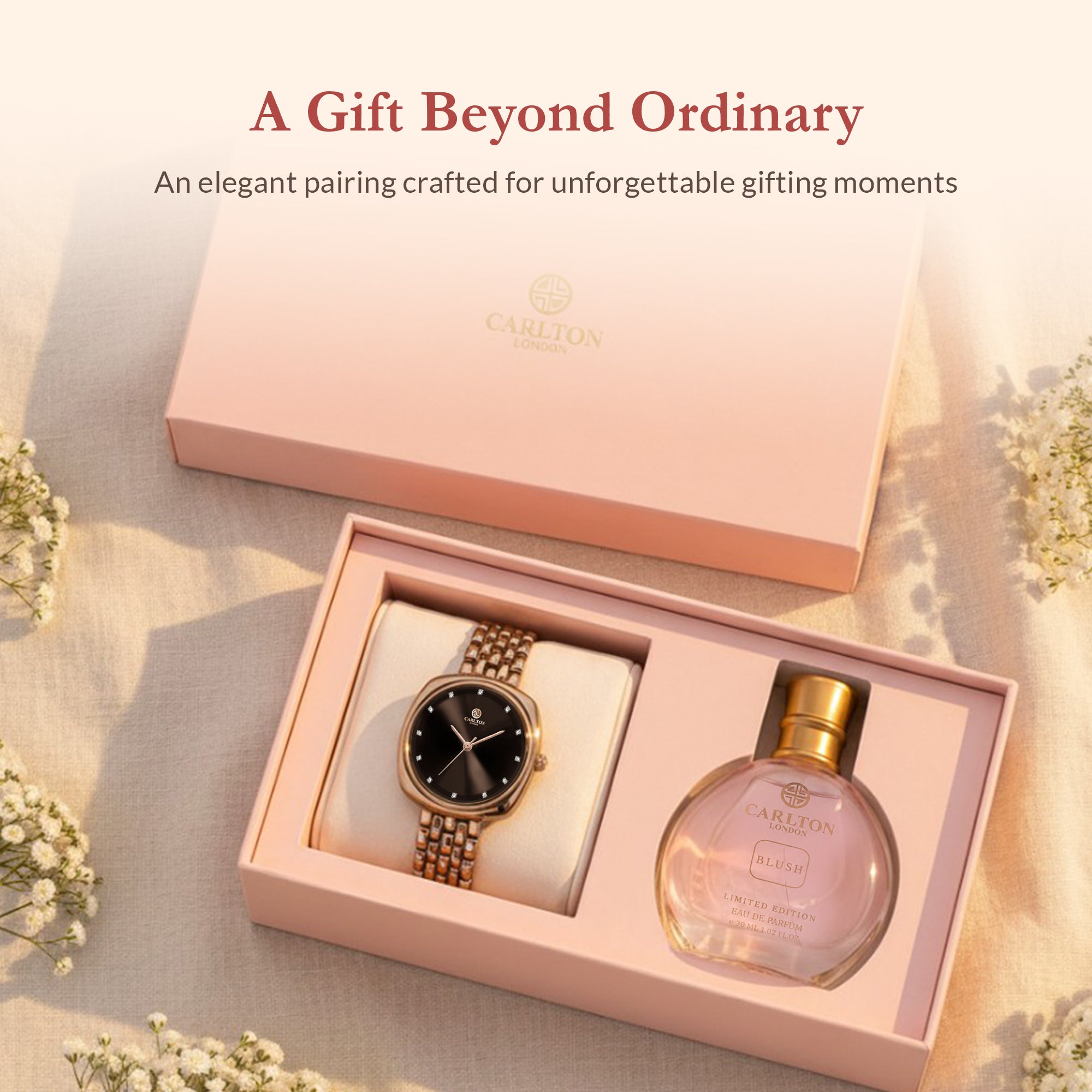 Gift Set of 2  Celeste Brown Watch And Blush Perfume 30ML -  CLPLG124