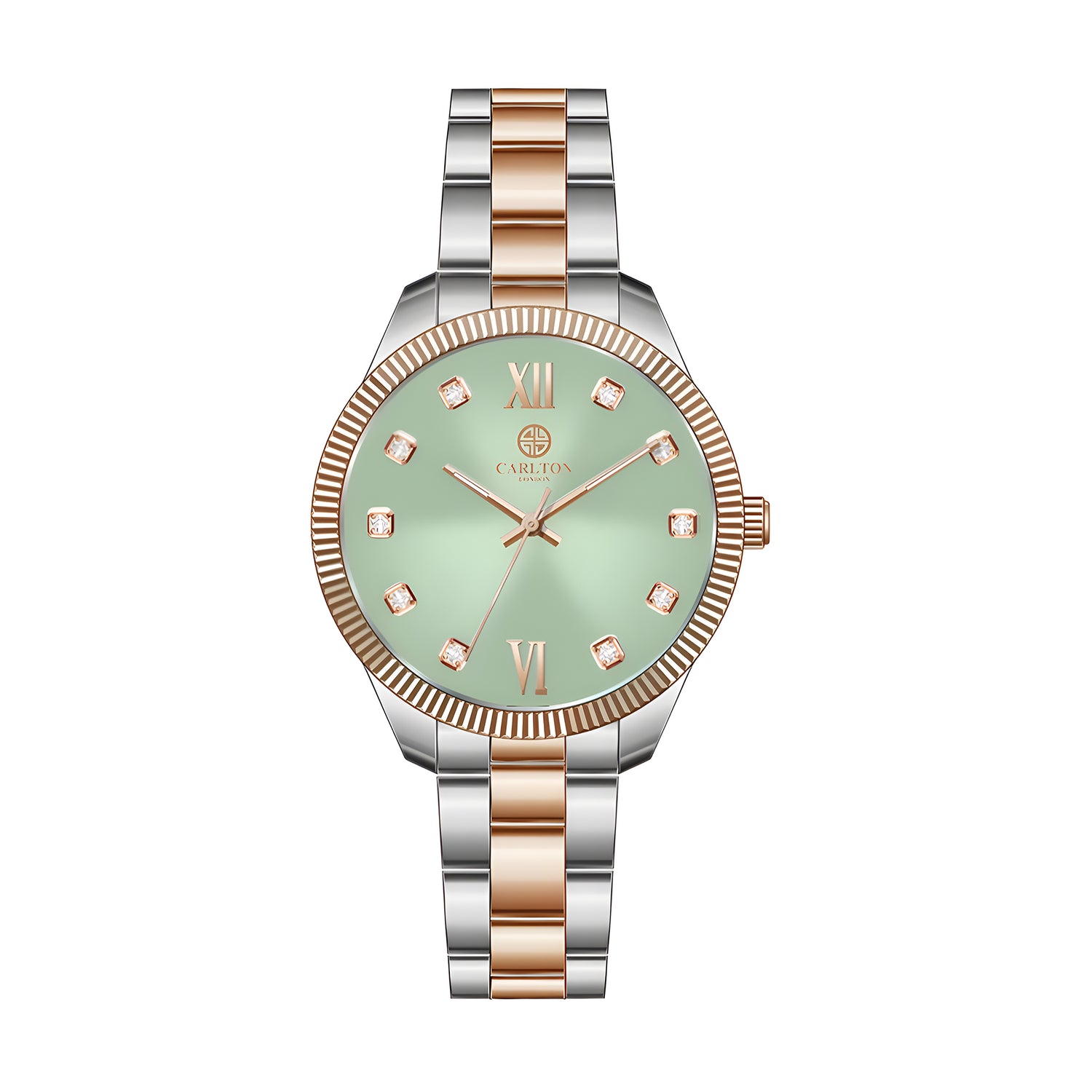 Carlton London Women Rose Gold/Green Stainless Steel Harper Analog Watch - CLBRTGRN