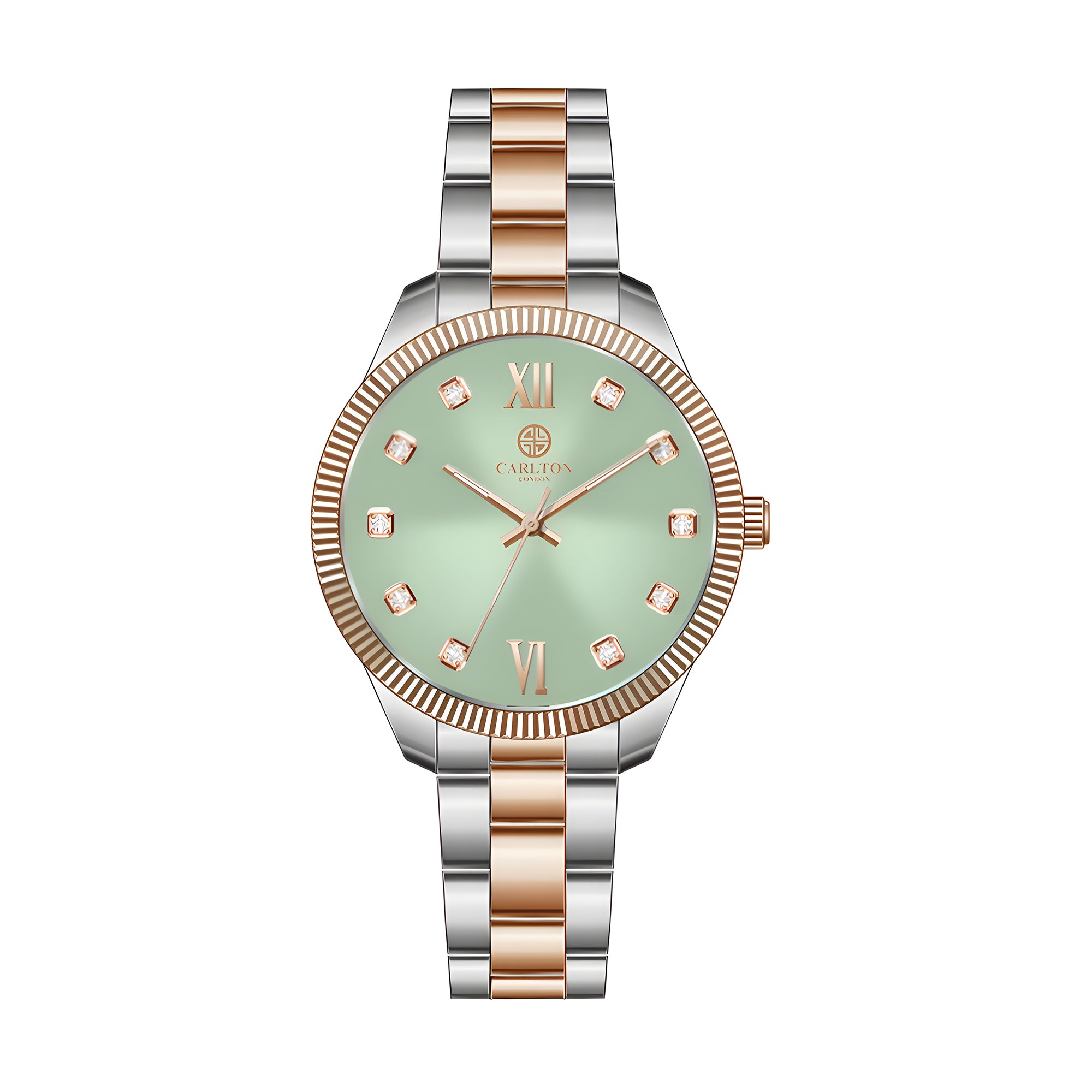 Carlton London Women Rose Gold/Green Stainless Steel Harper Analog Watch - CLBRTGRN