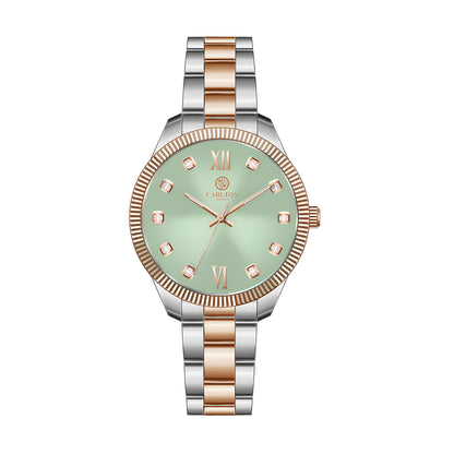 Carlton London Women Rose Gold/Green Stainless Steel Harper Analog Watch - CLBRTGRN
