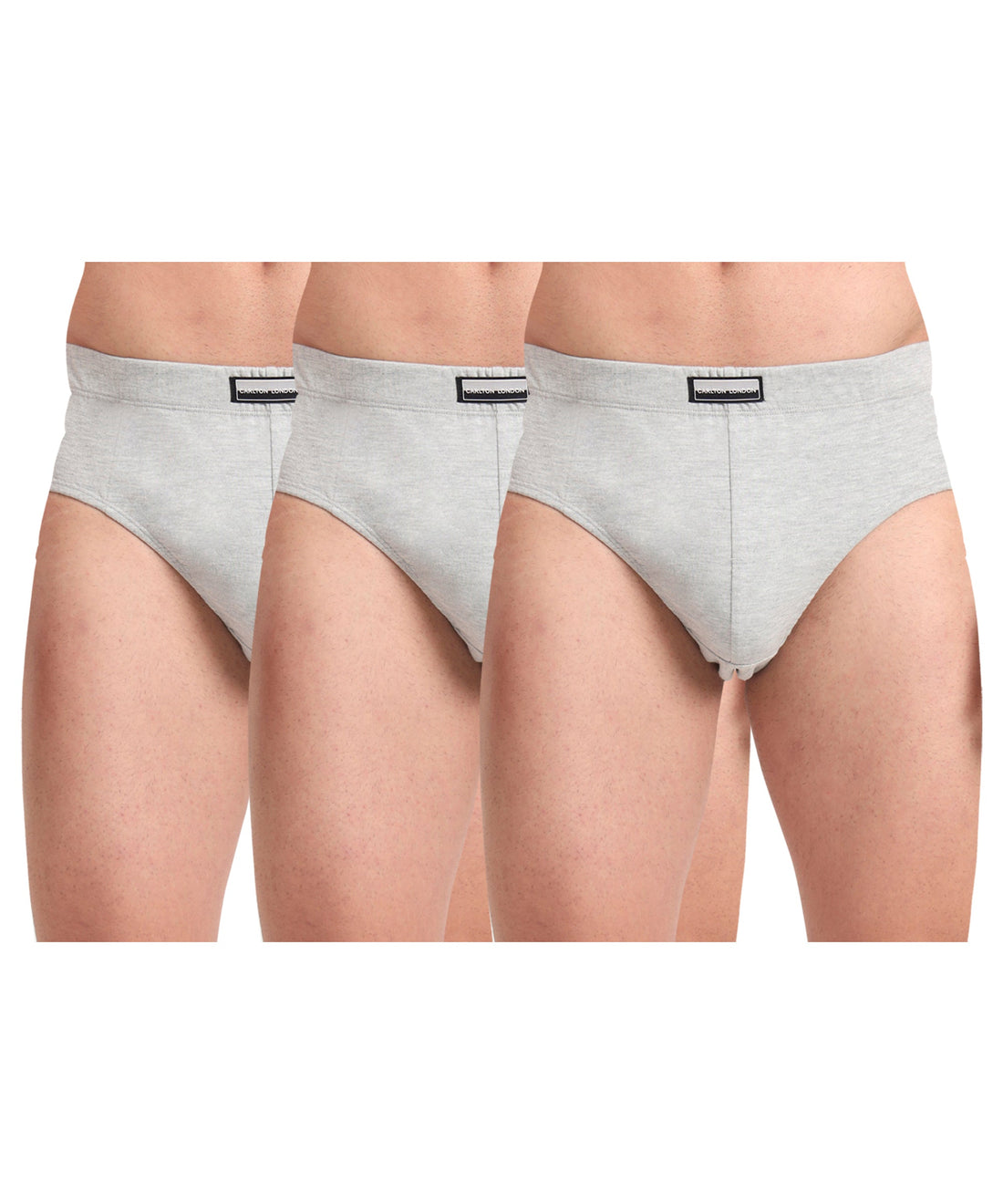 Brief GREY MELG Pack of 3  Cotton Spandex Fabric with Classic Fit Style 001