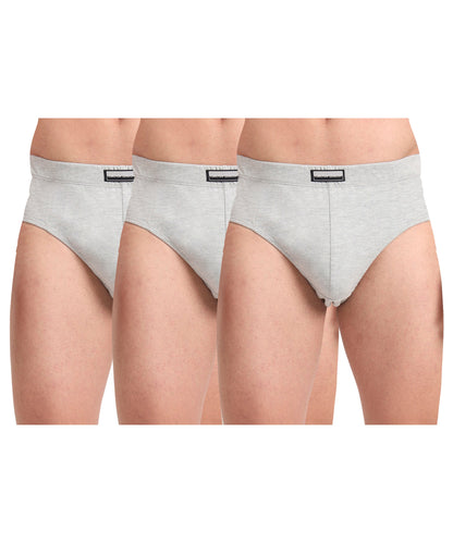 Brief GREY MELG Pack of 3  Cotton Spandex Fabric with Classic Fit Style 001
