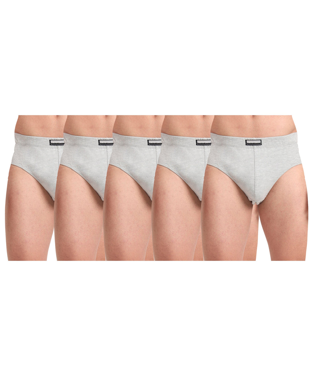 Brief GREY MELG Pack of 5  Cotton Spandex Fabric with Classic Fit Style 001