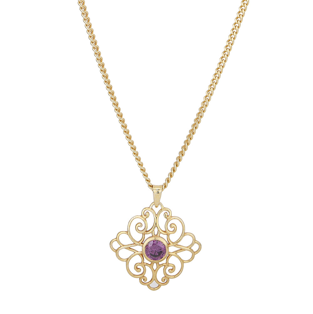 Carlton London Gold &amp; Blue Toned CZ Stud Necklace &amp; Earring Set For Women