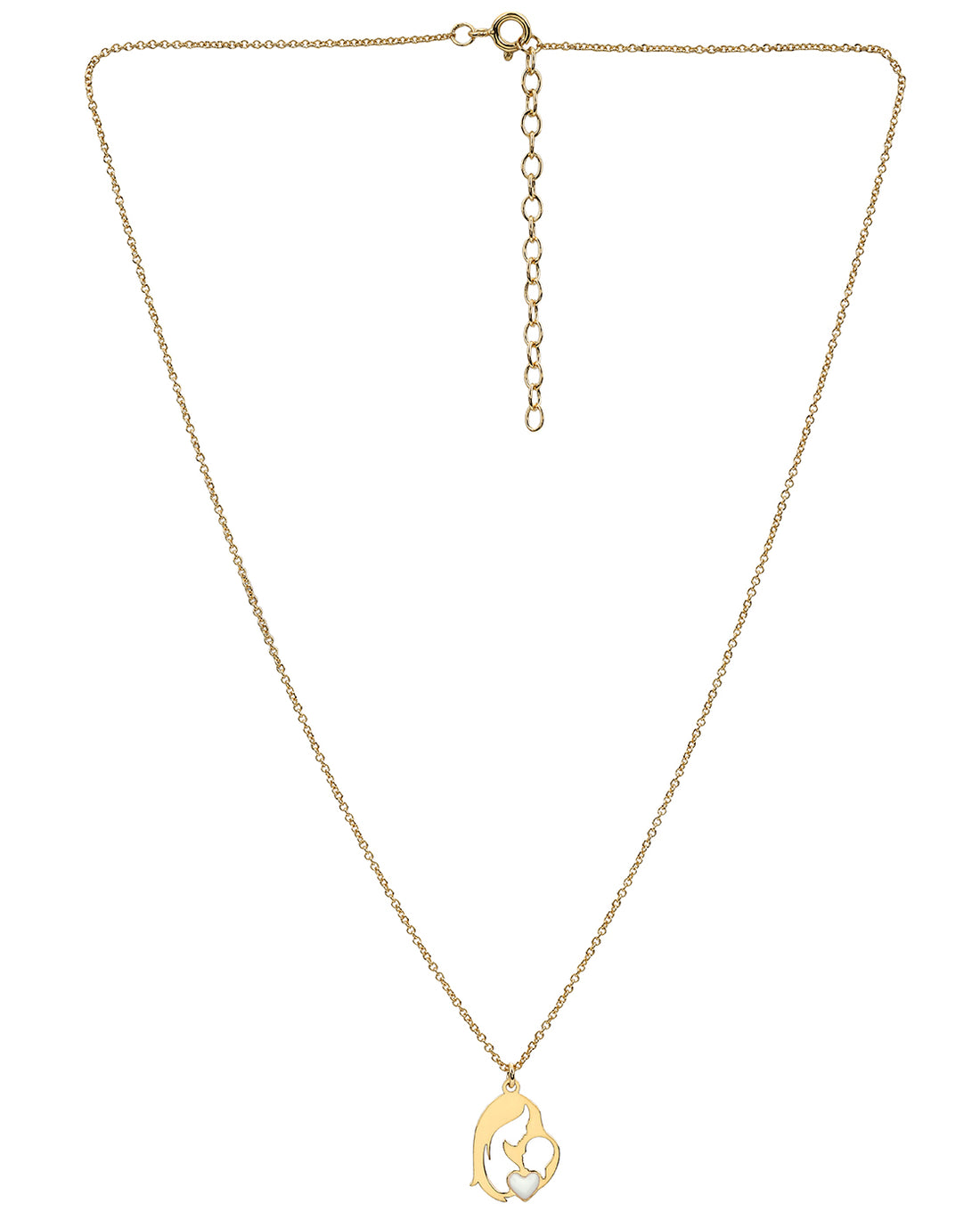 18kt Gold-Plated Enamel Mom &amp; Child Silhouette Pendant Necklace