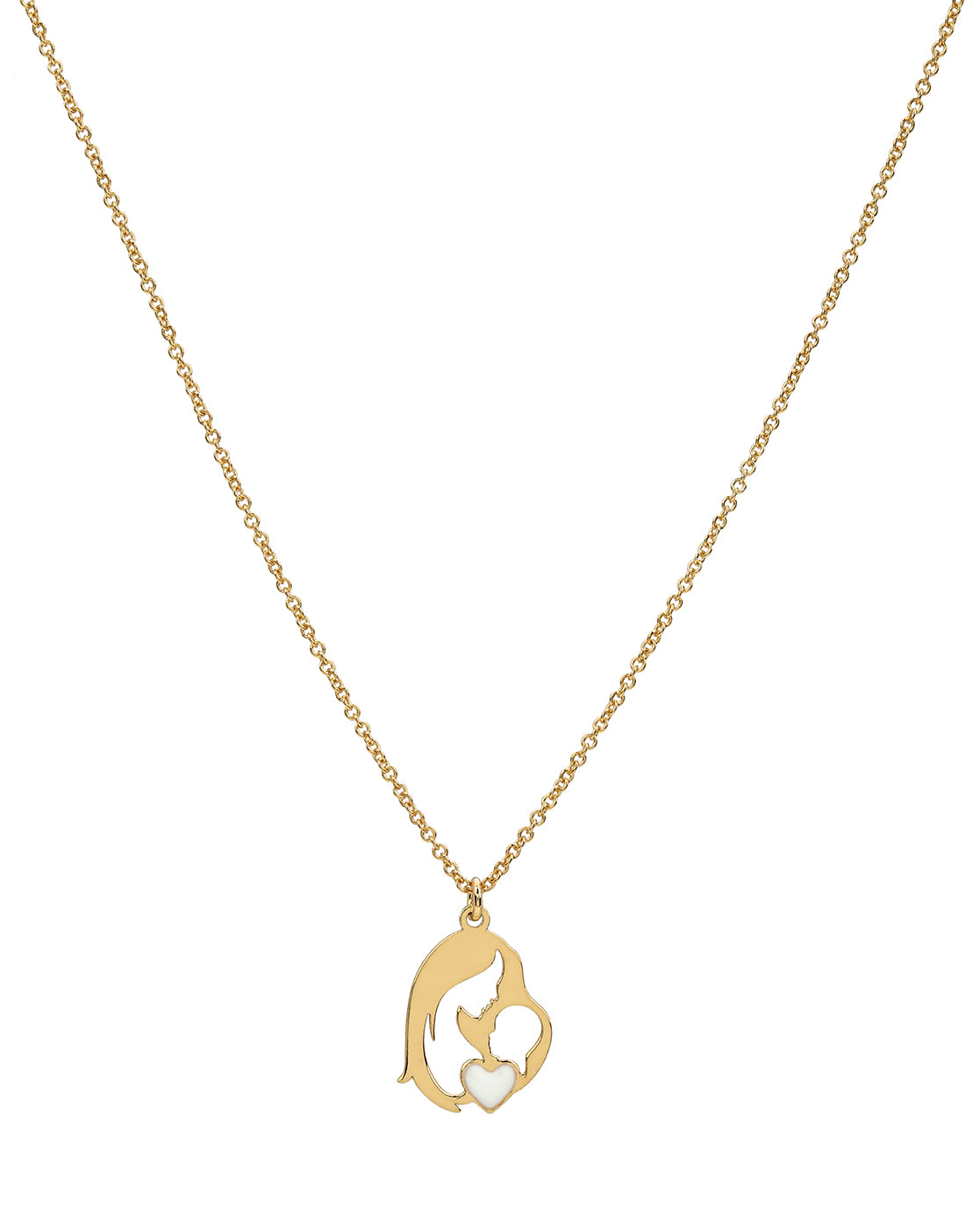 18kt Gold-Plated Enamel Mom &amp; Child Silhouette Pendant Necklace