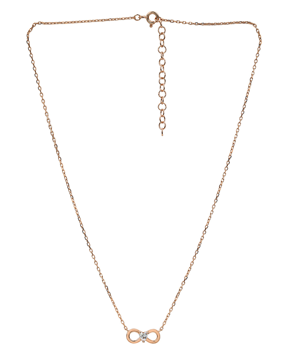 18kt Rose Gold Plated CZ Infinity &amp; Heart Necklace