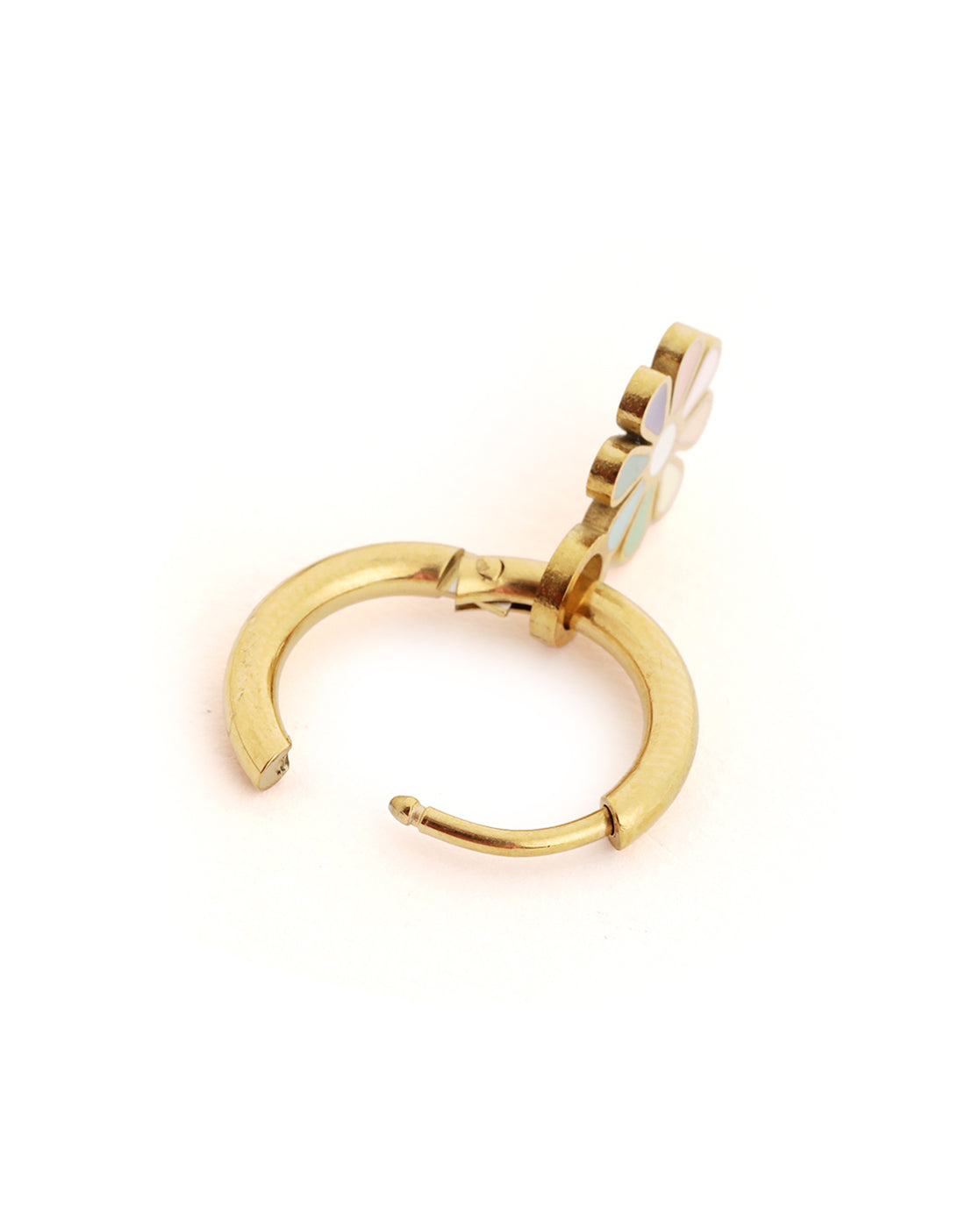 Girls 18kt Gold Plated Floral Enamel Hoop Earring