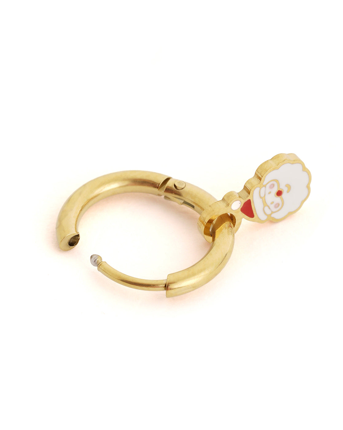 Girls 18kt Gold Plated Dangling Enamel Santa Hoop Earring