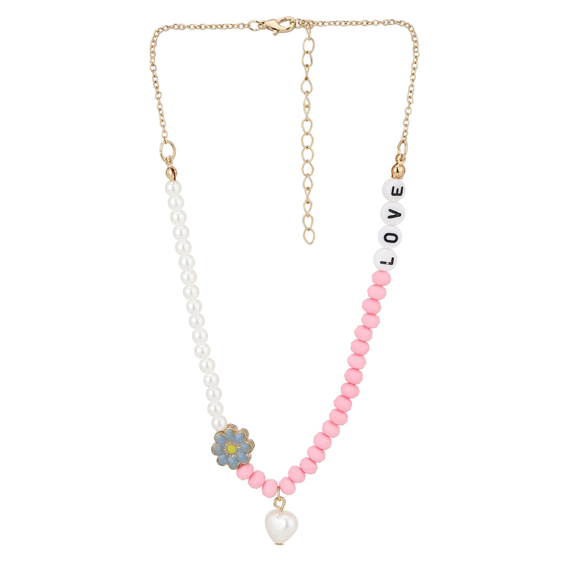 Carlton London Girls White &amp; Pink Gold-Plated Enamelled Necklace Kjn047
