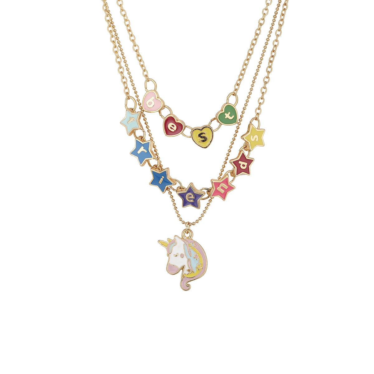 Carlton London Girls Multicoloured Gold-Plated Layered Necklace Kjn062