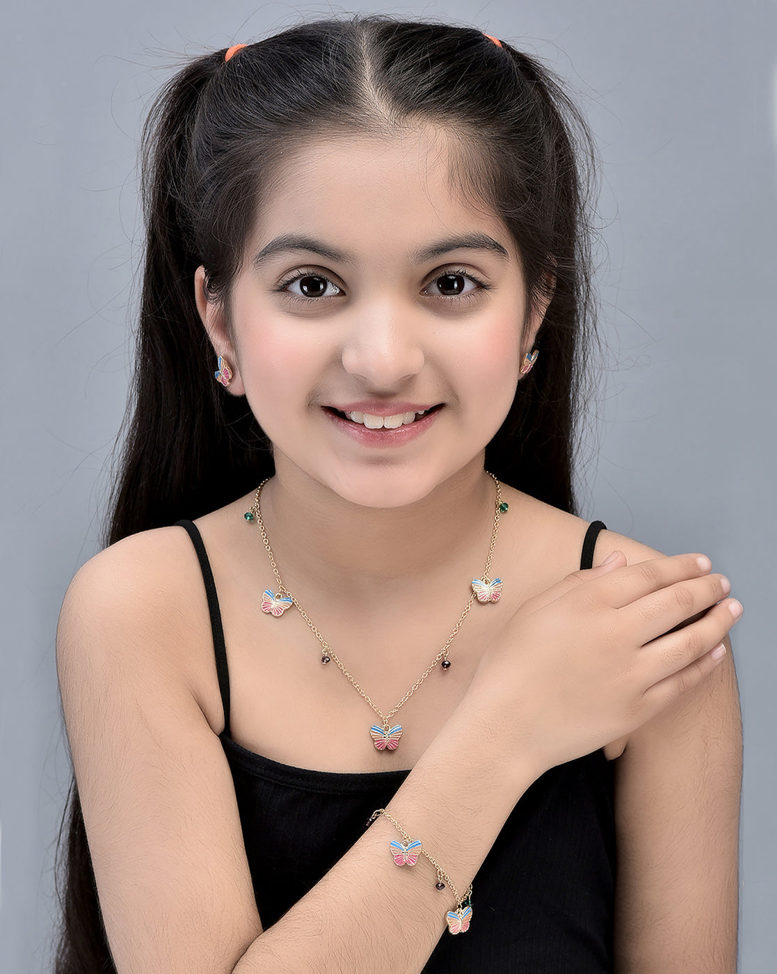 Carlton London Girls Gold-Plated Pink Turquoise Blue Jewellery