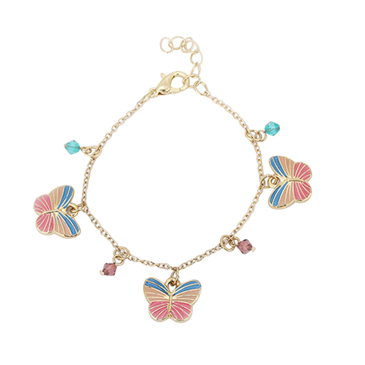 Carlton London Girls Gold-Plated Pink &amp; Turquoise Blue Jewellery Set Kjs031