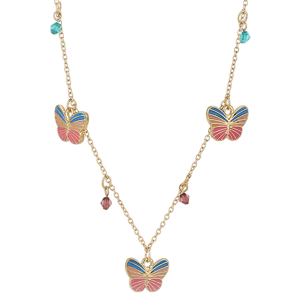 Carlton London Girls Gold-Plated Pink &amp; Turquoise Blue Jewellery Set Kjs031