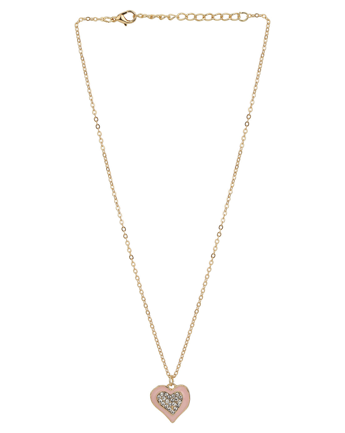 Set Of 3 Gold Plated With Cz And Enamel Heart Necklace For Girl