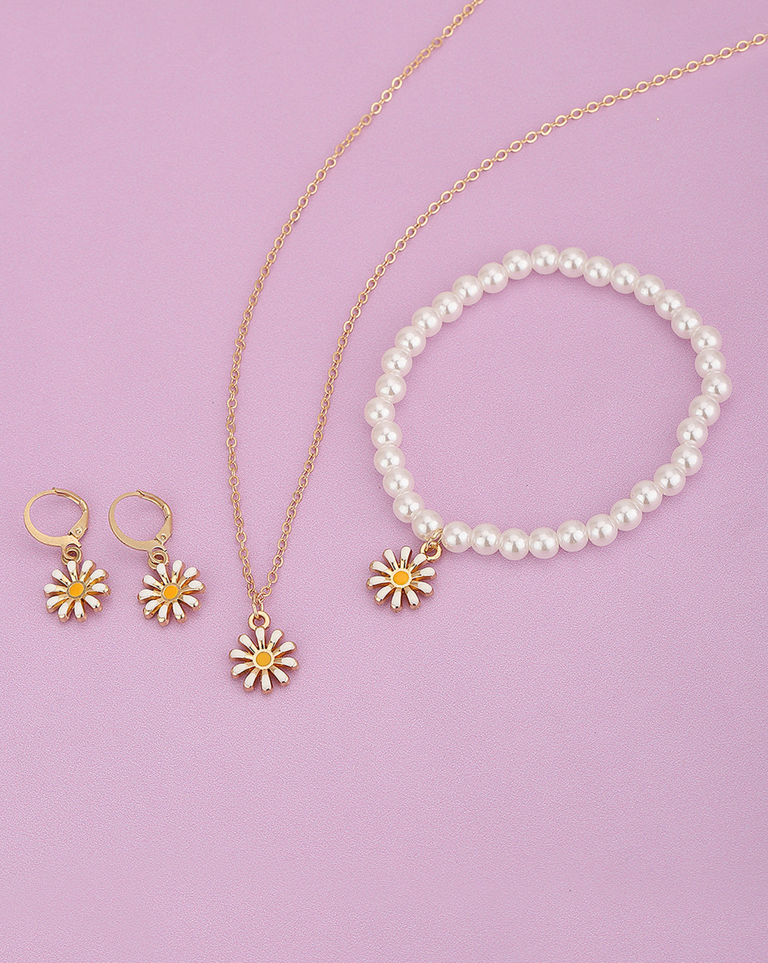 Gold Plated With Dangling Star Jewellery Set For Girl