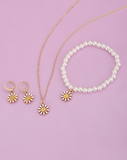 Gold Plated With Dangling Star Jewellery Set For Girl