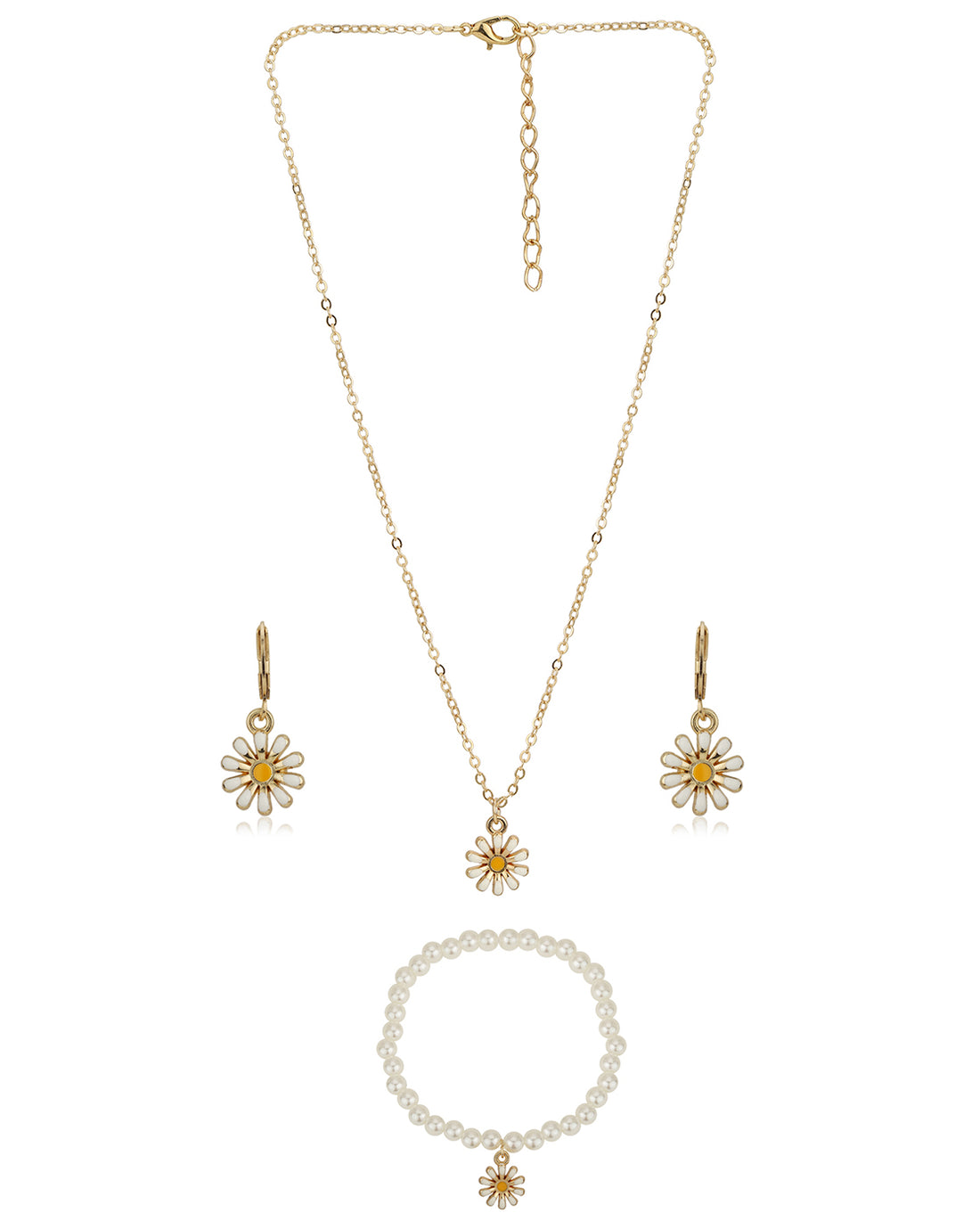 Gold Plated With Dangling Star Jewellery Set For Girl