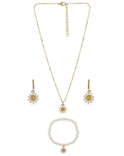 Gold Plated With Dangling Star Jewellery Set For Girl