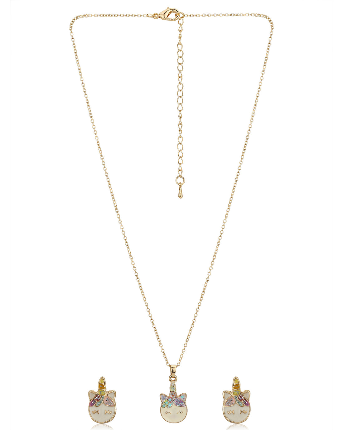 Gold Plated With Enamel Jewellery Set For Girl
