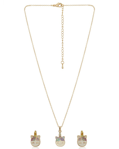 Gold Plated With Enamel Jewellery Set For Girl