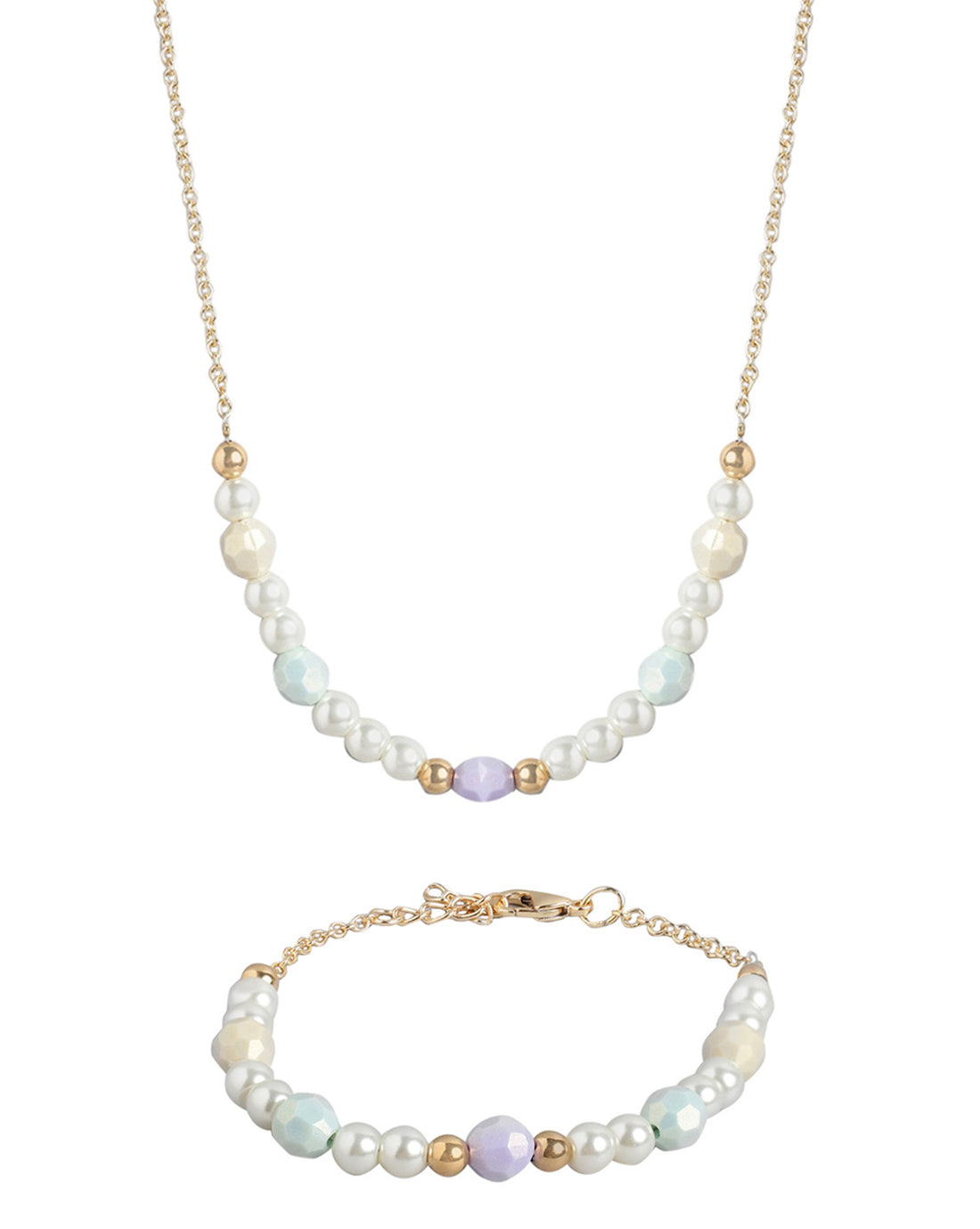 Gold Plated with Pearl Fancy Jewellery Set for girl