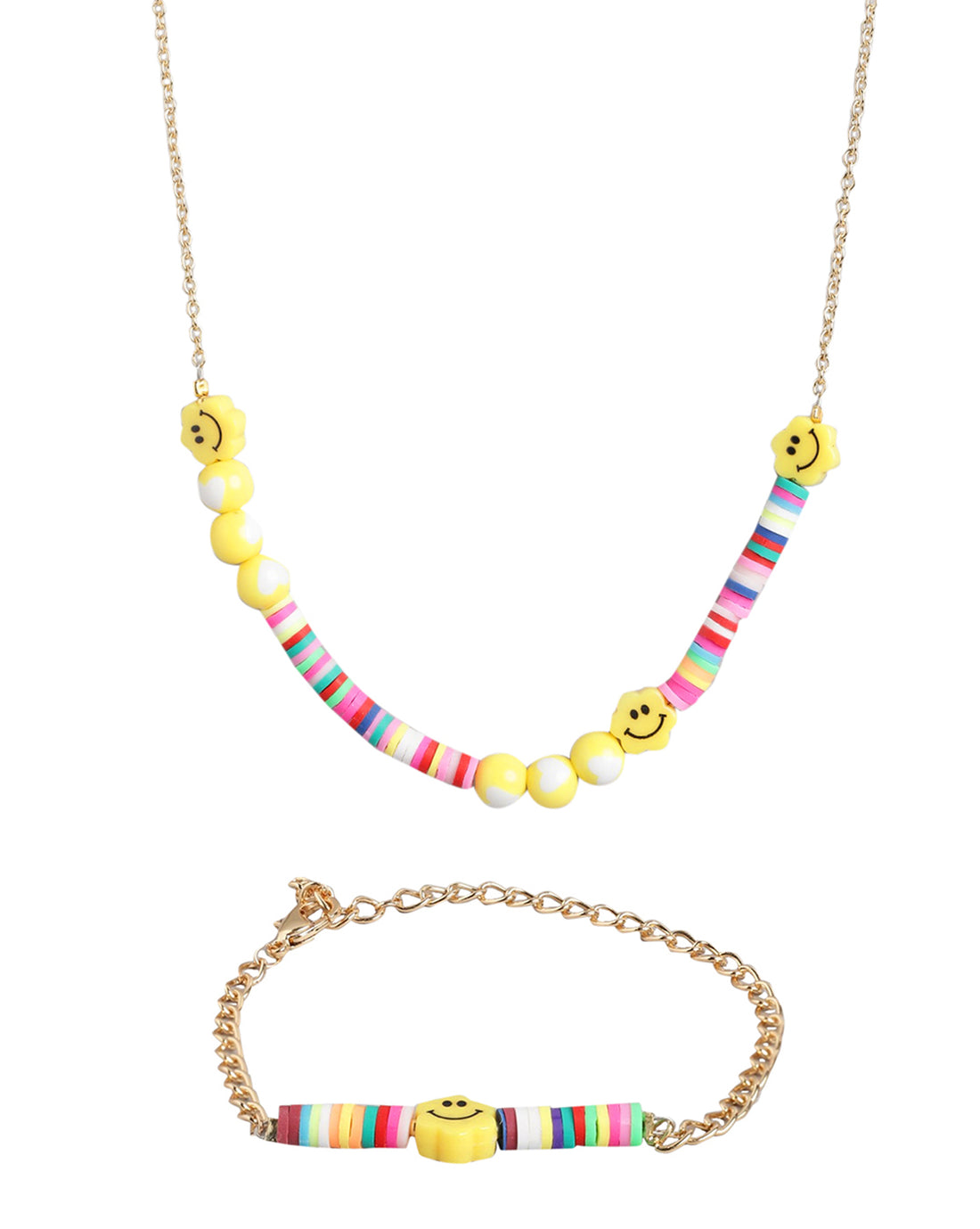 Gold Plated with Smiley Bead Fancy Jewellery Set for girl