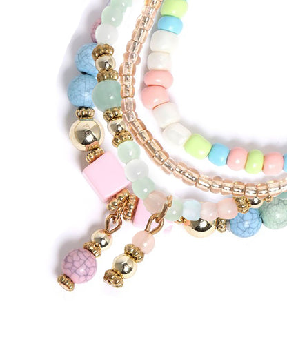 GenZ Multi Colour Fancy Bead Charm Bracelet Set of 8