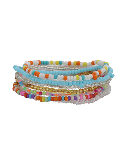 Set of 8 Multi Colour Fancy Bead Charm Bracelet for Girls