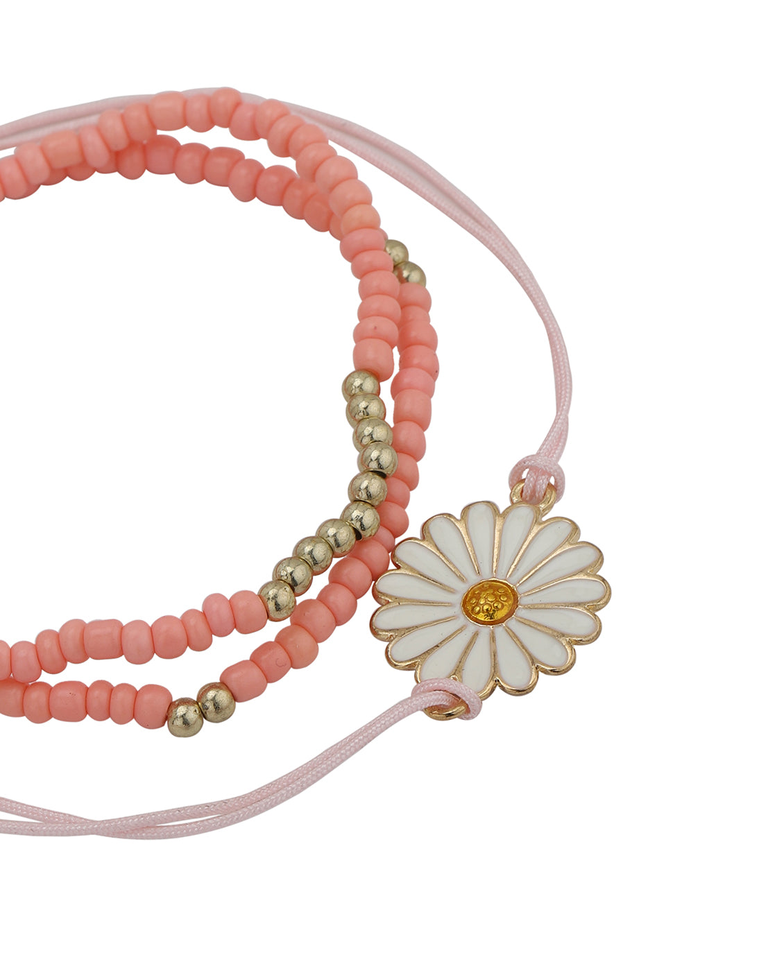 Set of 3 Beaded Floral Theme Enamel Bracelets for Girls